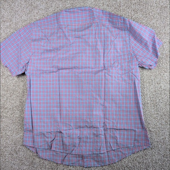 UNTUCKit Mens XXL Short Sleeve Plaid Button Down Shirt Red Blue Sauterns - Picture 4 of 5
